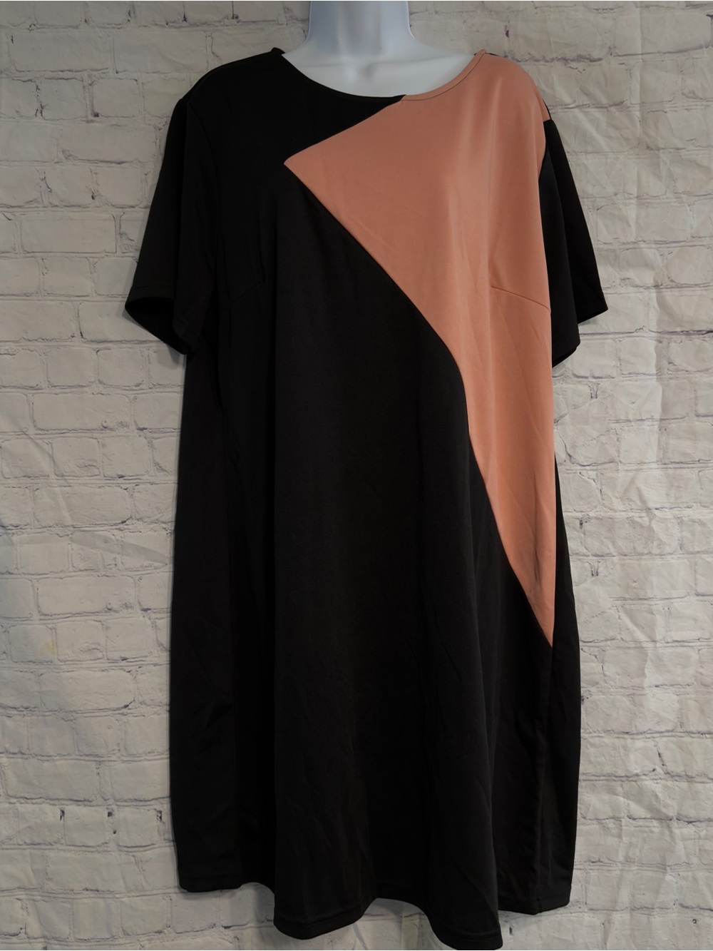 SHEIN Black and Dusty Pink Colorblock Midi Shift Dress 3X